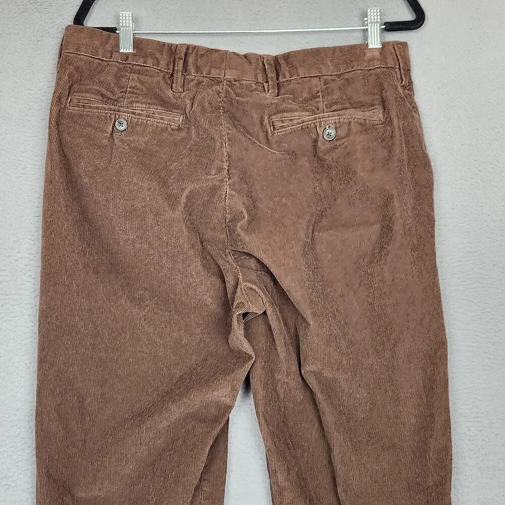 Lands End Pants Mens 35x27 Brown Corduroy Chino Classic Fit Stretch Casual